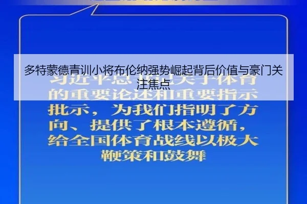 多特蒙德青训小将布伦纳强势崛起背后价值与豪门关注焦点
